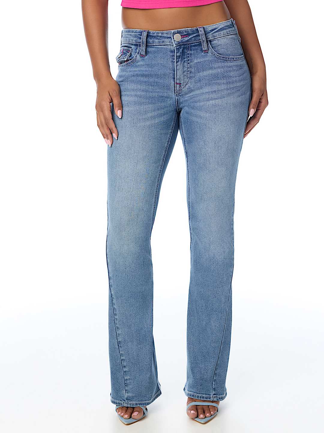 JOEY MID RISE MULTI-STITCH FLAP FLARE JEAN