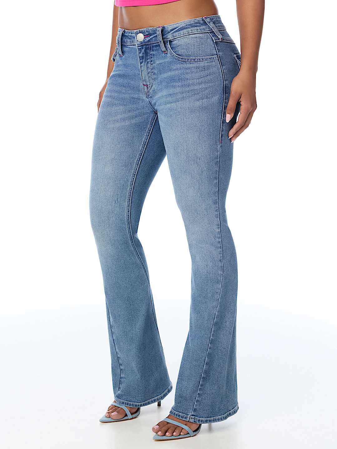 JOEY MID RISE MULTI-STITCH FLAP FLARE JEAN