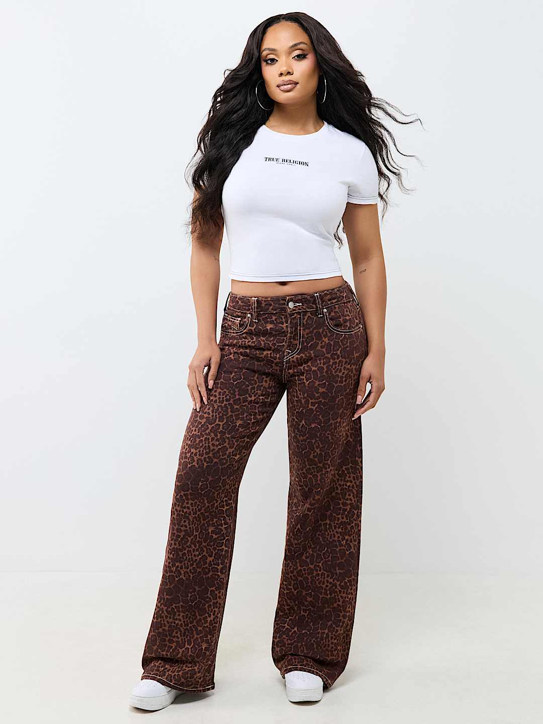 BOBBI MID RISE LEOPARD BAGGY JEAN