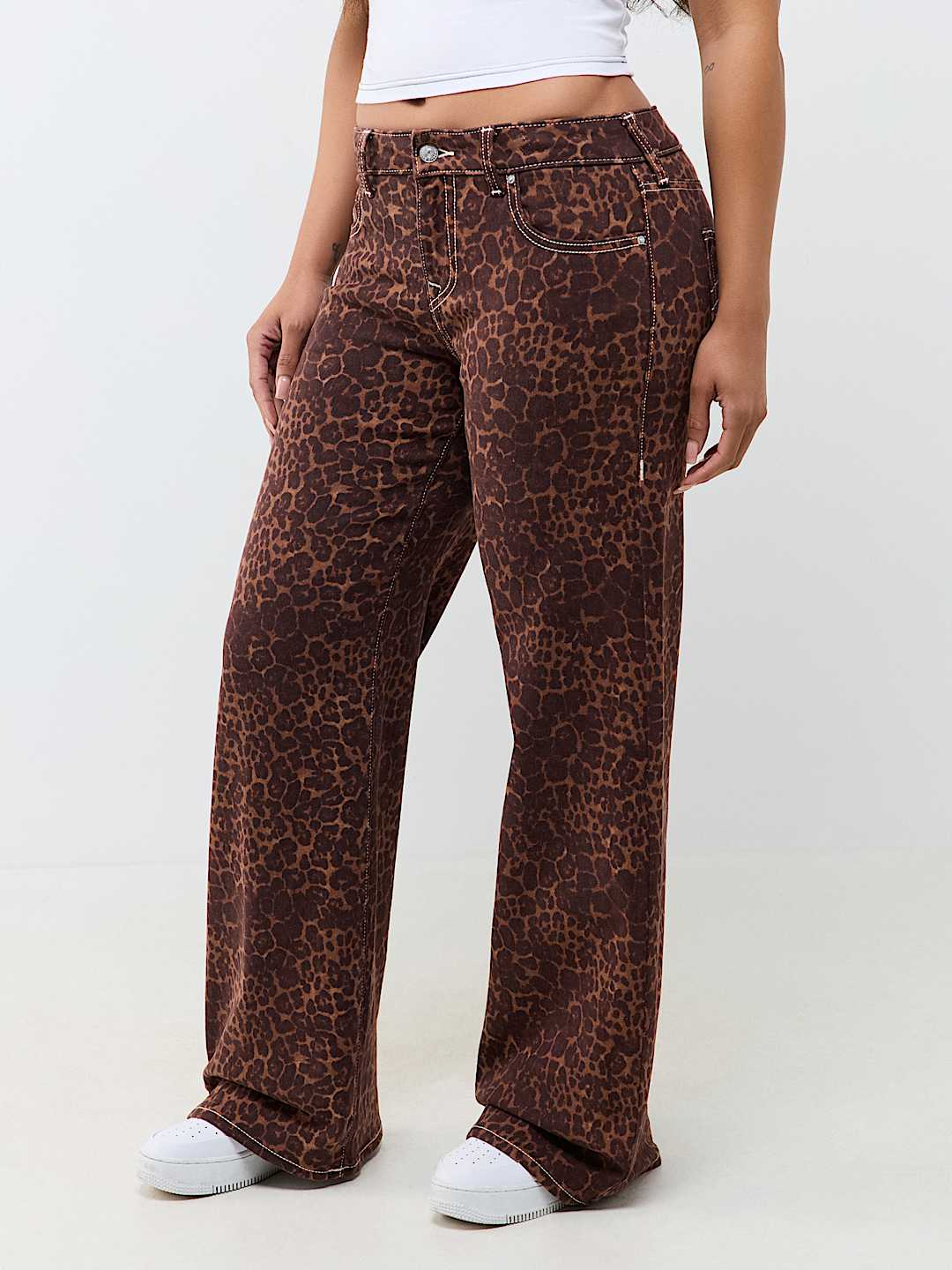 BOBBI MID RISE LEOPARD BAGGY JEAN