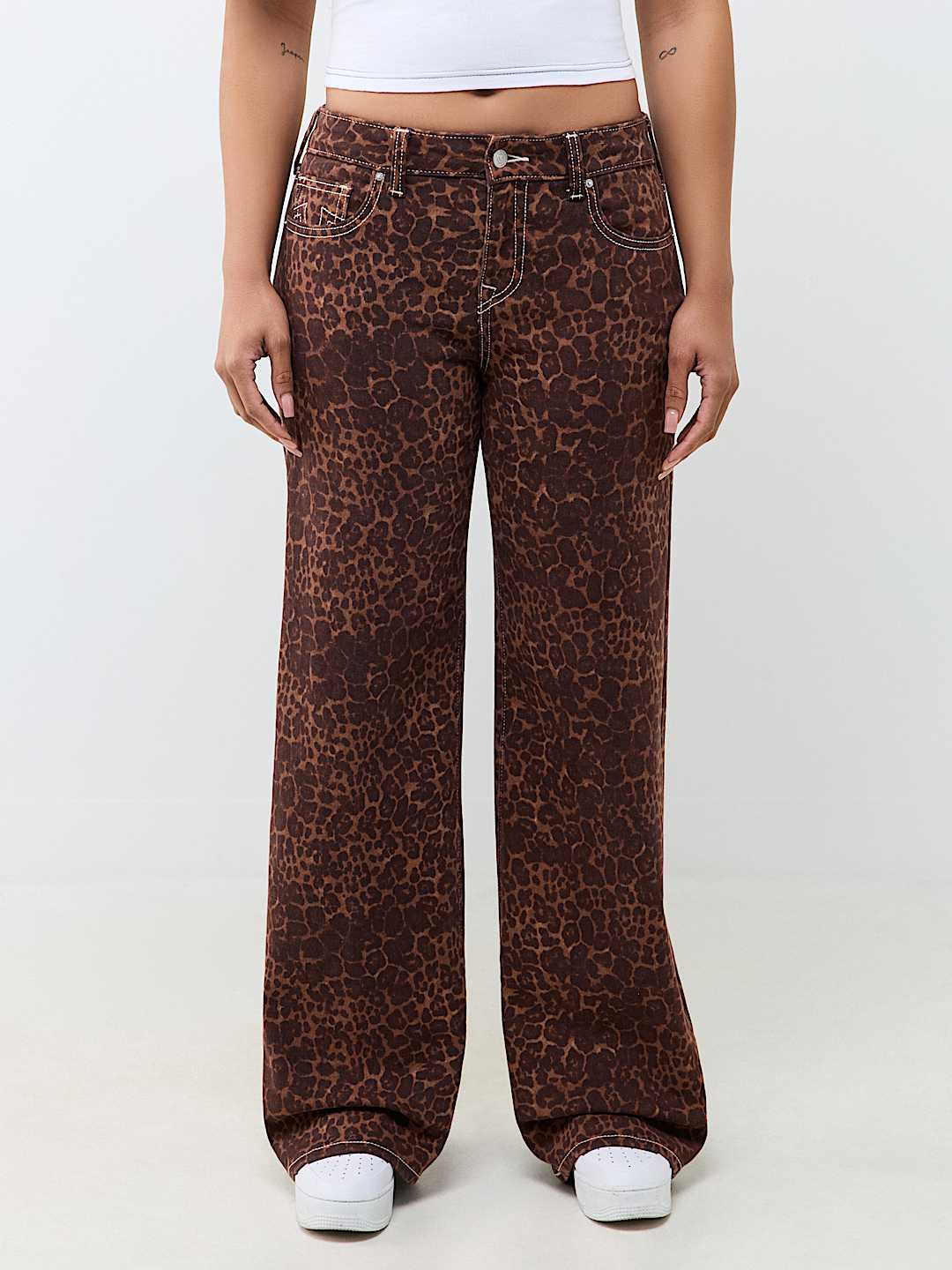 BOBBI MID RISE LEOPARD BAGGY JEAN