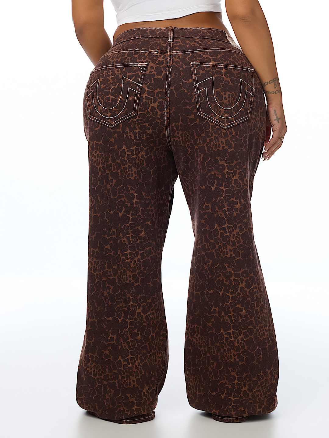 PLUS BOBBI MID RISE LEOPARD BAGGY JEAN
