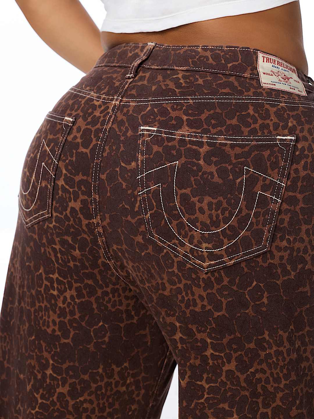 PLUS BOBBI MID RISE LEOPARD BAGGY JEAN