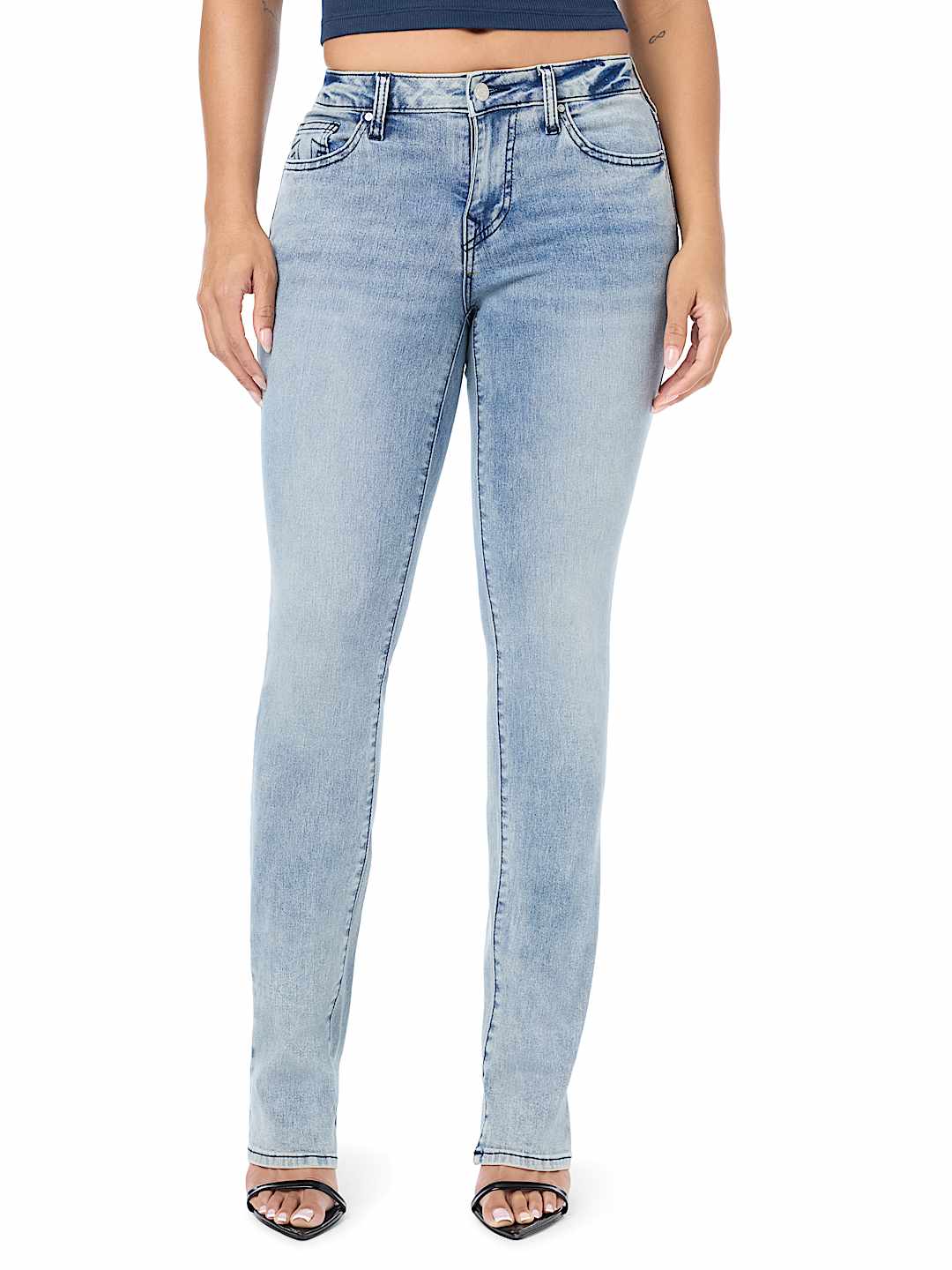 BILLIE MID RISE APPLIQU&Eacute; STRAIGHT JEAN