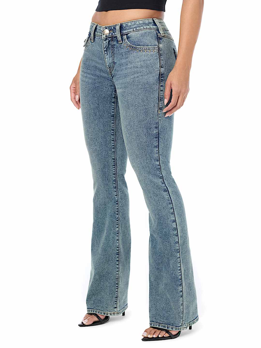 BECCA MID RISE STUDS FLAP BOOTCUT JEAN
