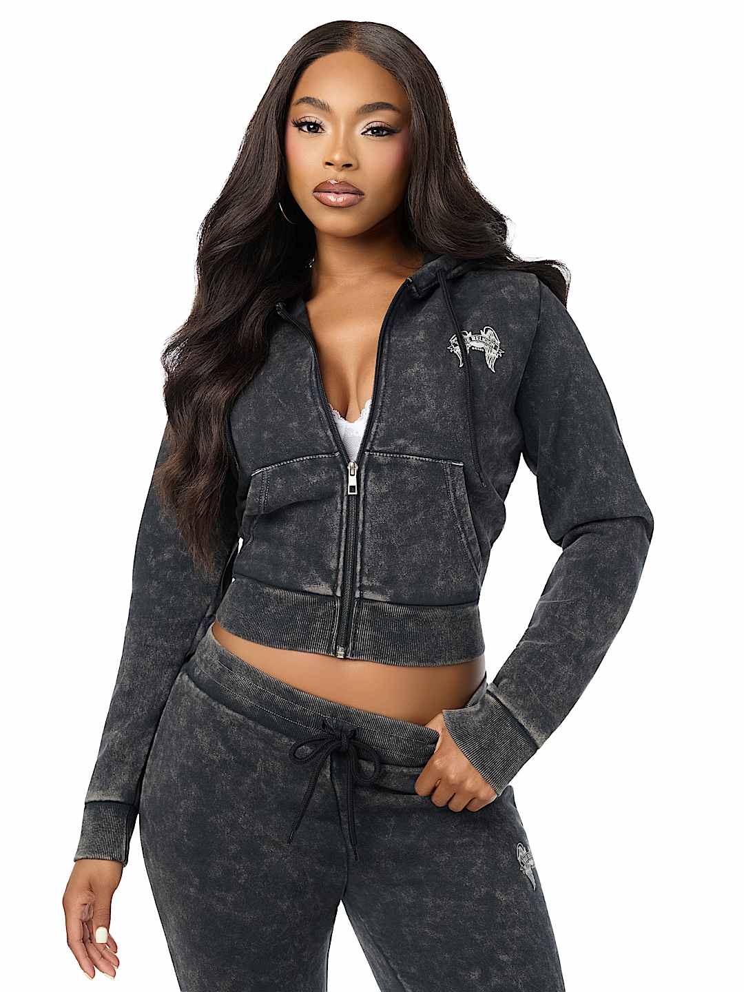 WASHED WING SHRUNKEN ZIP HOODIE