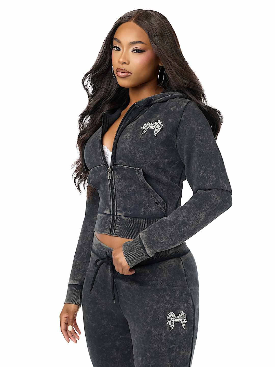 WASHED WING SHRUNKEN ZIP HOODIE
