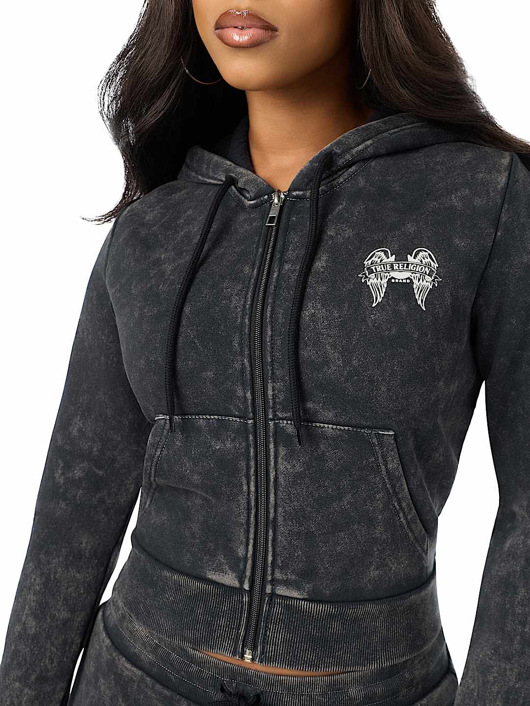 WASHED WING SHRUNKEN ZIP HOODIE