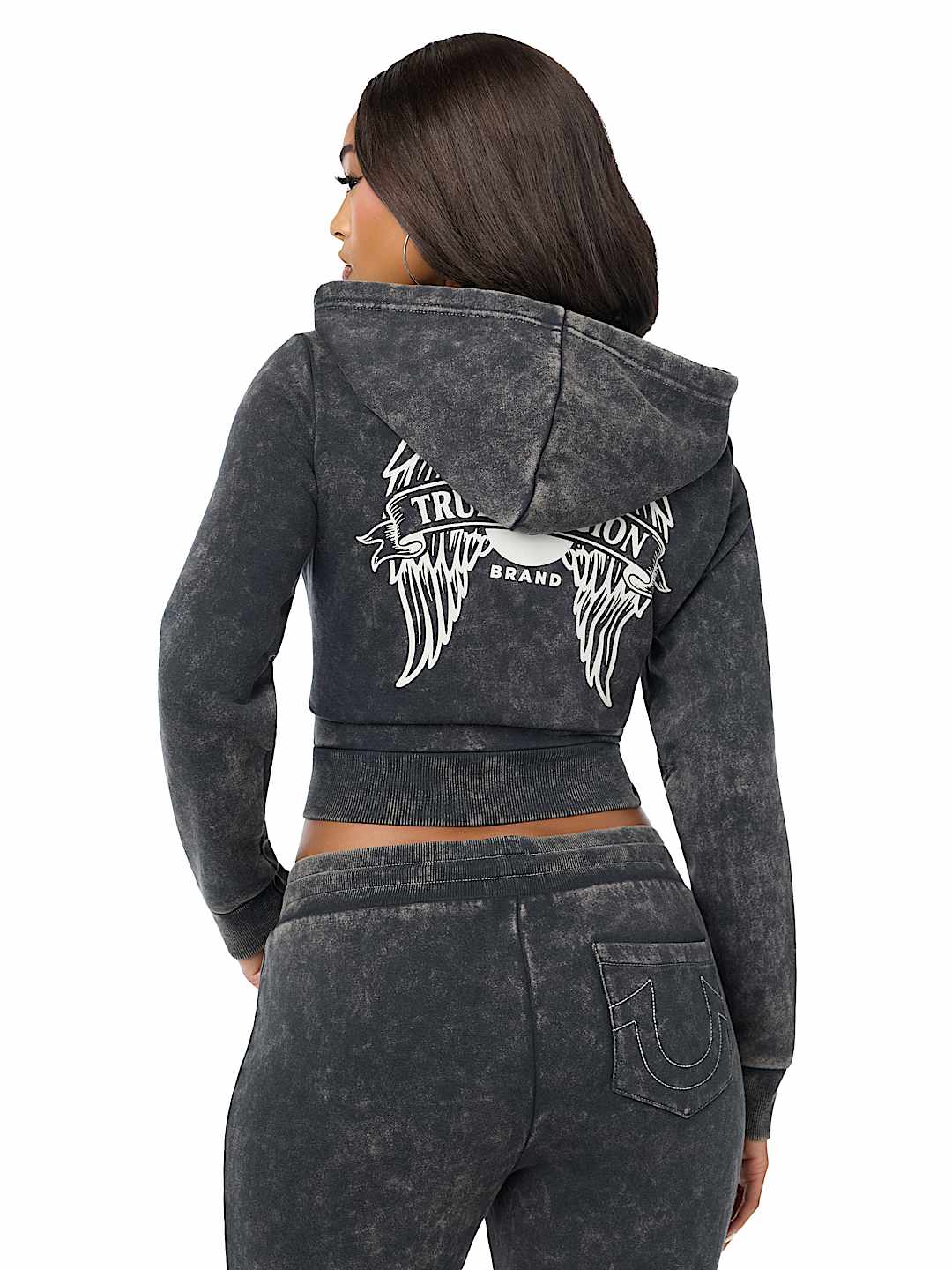 WASHED WING SHRUNKEN ZIP HOODIE