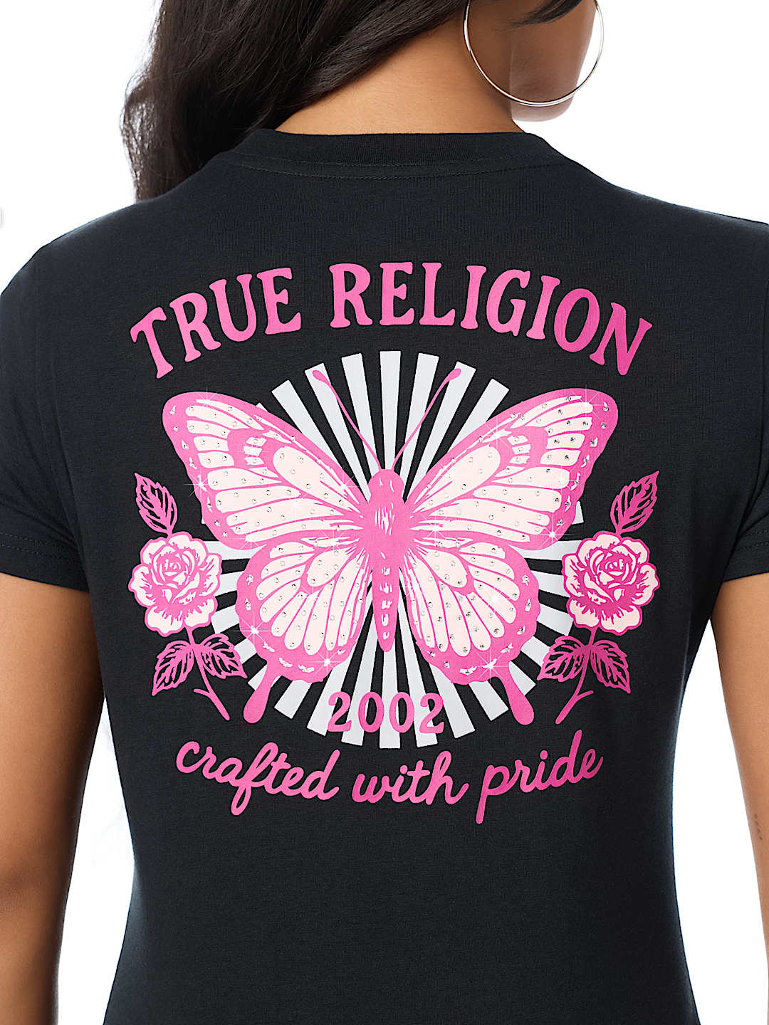 BUTTERFLY CRYSTAL CREWNECK TEE