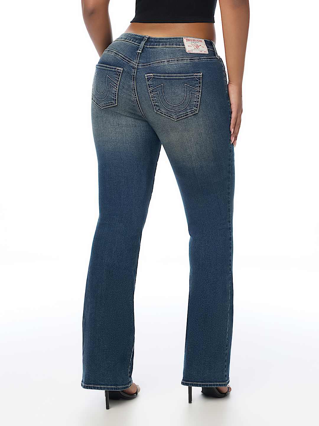 BECCA MID RISE CRYSTAL RIVETS BOOTCUT JEAN