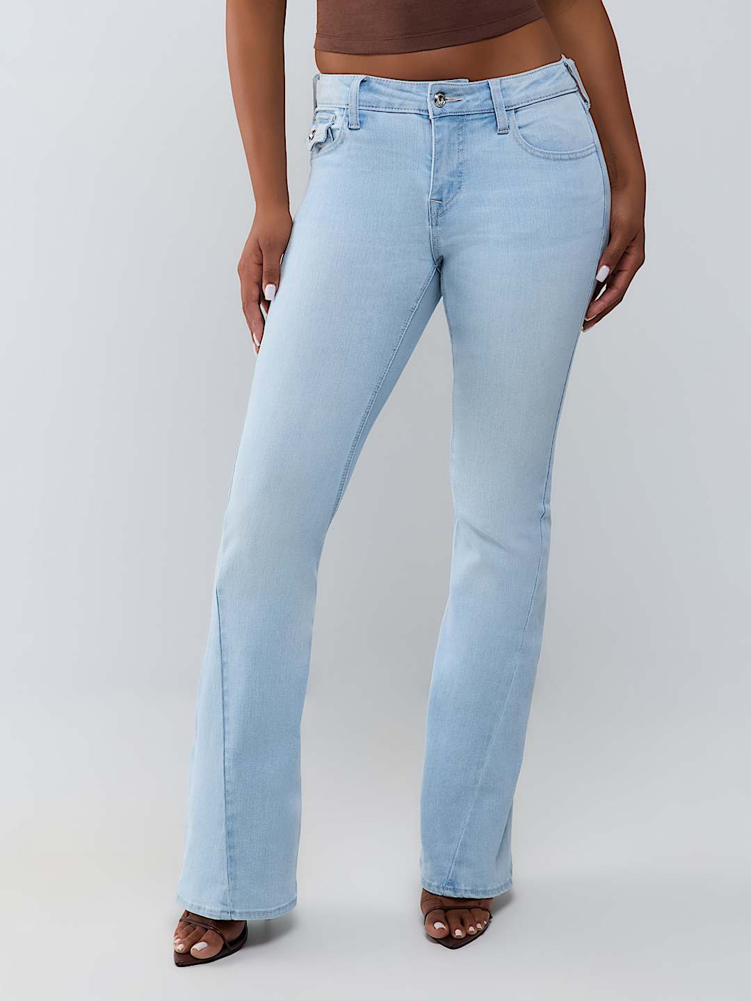 JOEY MID RISE CRYSTAL FLAP FLARE JEAN