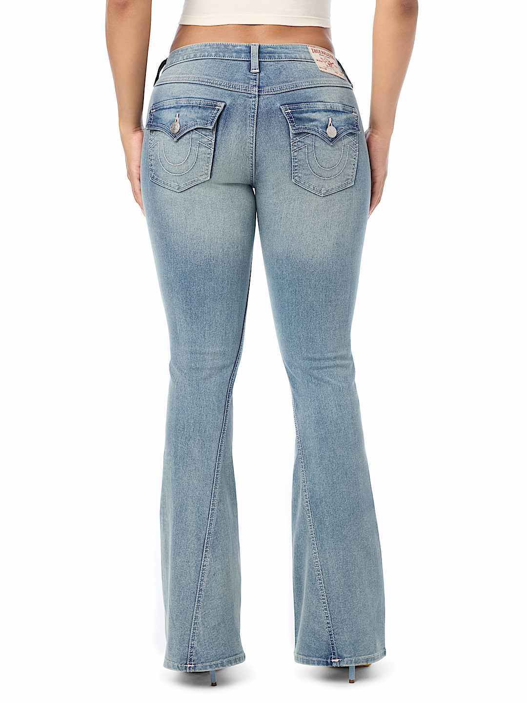 JOEY CRYSTAL MID RISE FLAP FLARE JEAN