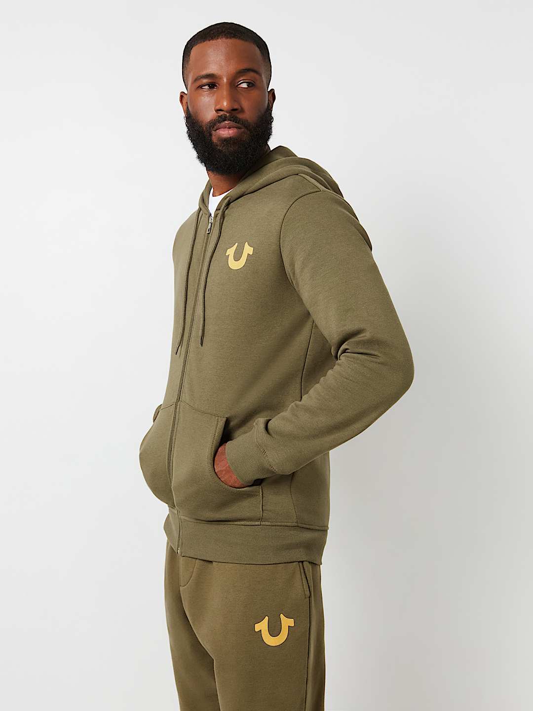 Olive green true religion hoodie on sale