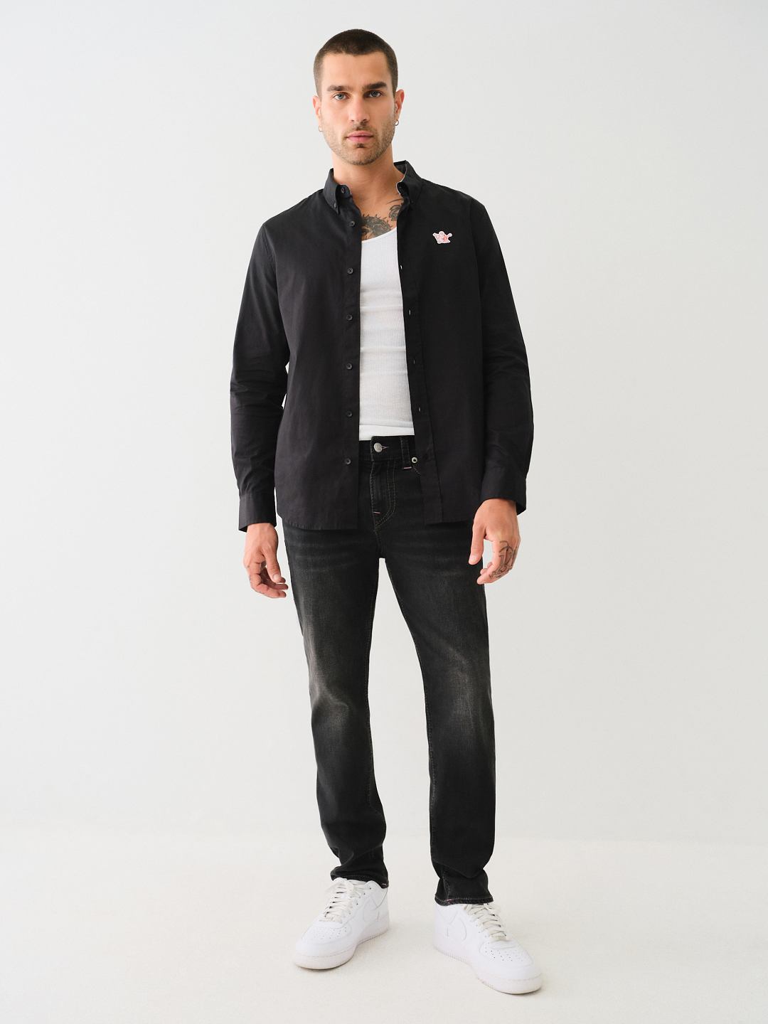 GENO BIG T FLAP SLIM JEAN - WASHED COAL GREY | True Religion