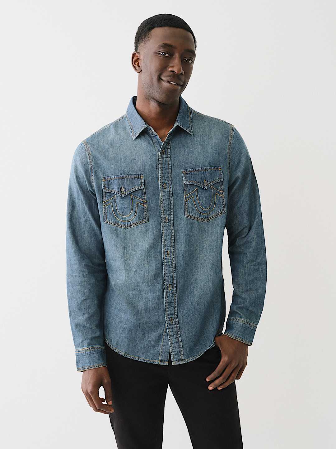 CHAMBRAY LONG SLEEVE SHIRT, image 2