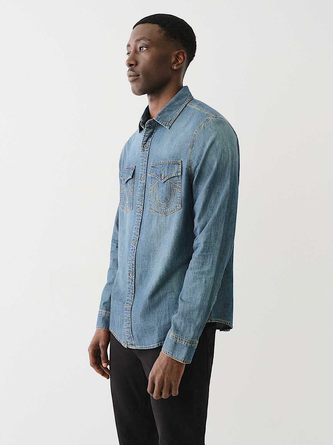 CHAMBRAY LONG SLEEVE SHIRT, image 4