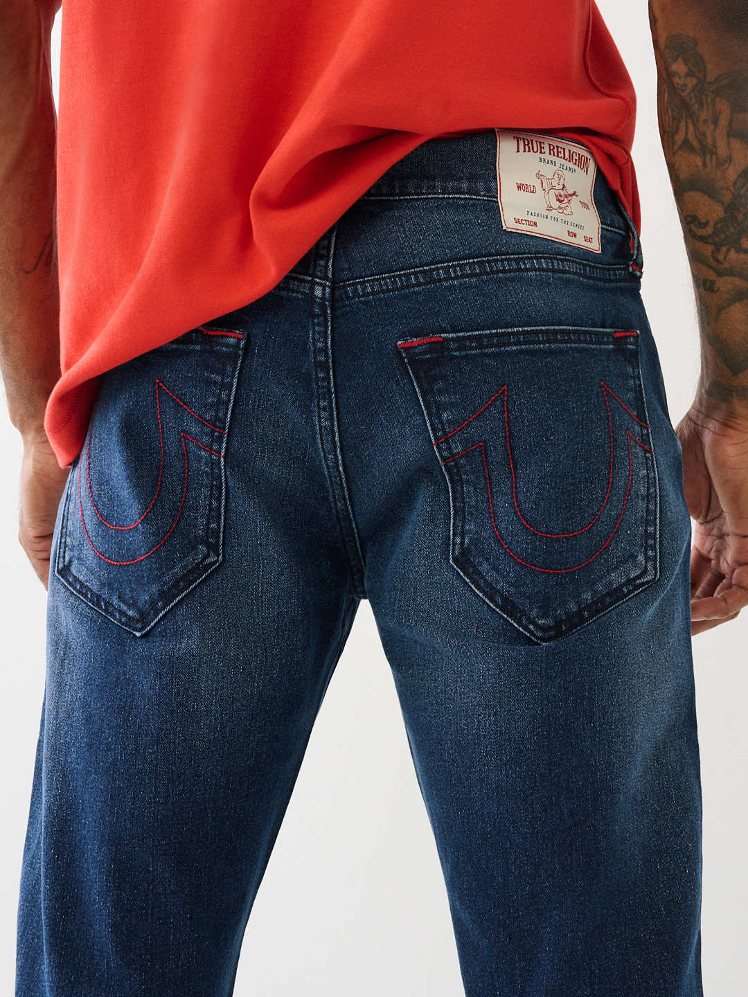 True religion deals red straight leg jeans