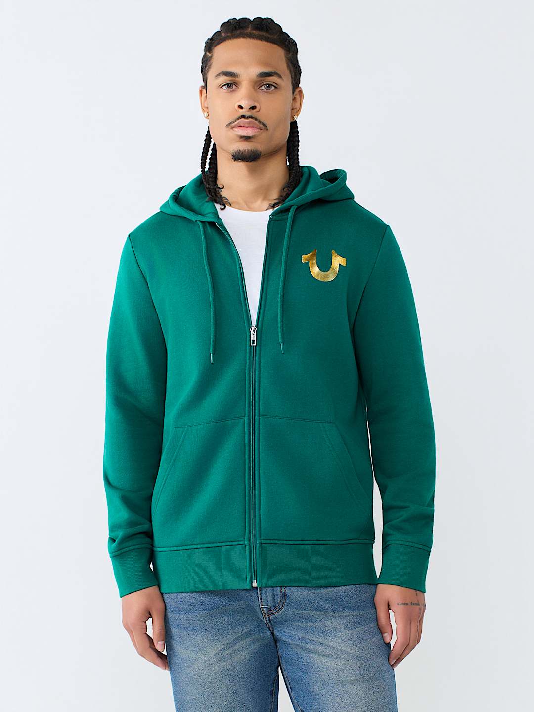 METALLIC CITY BUDDHA ZIP HOODIE