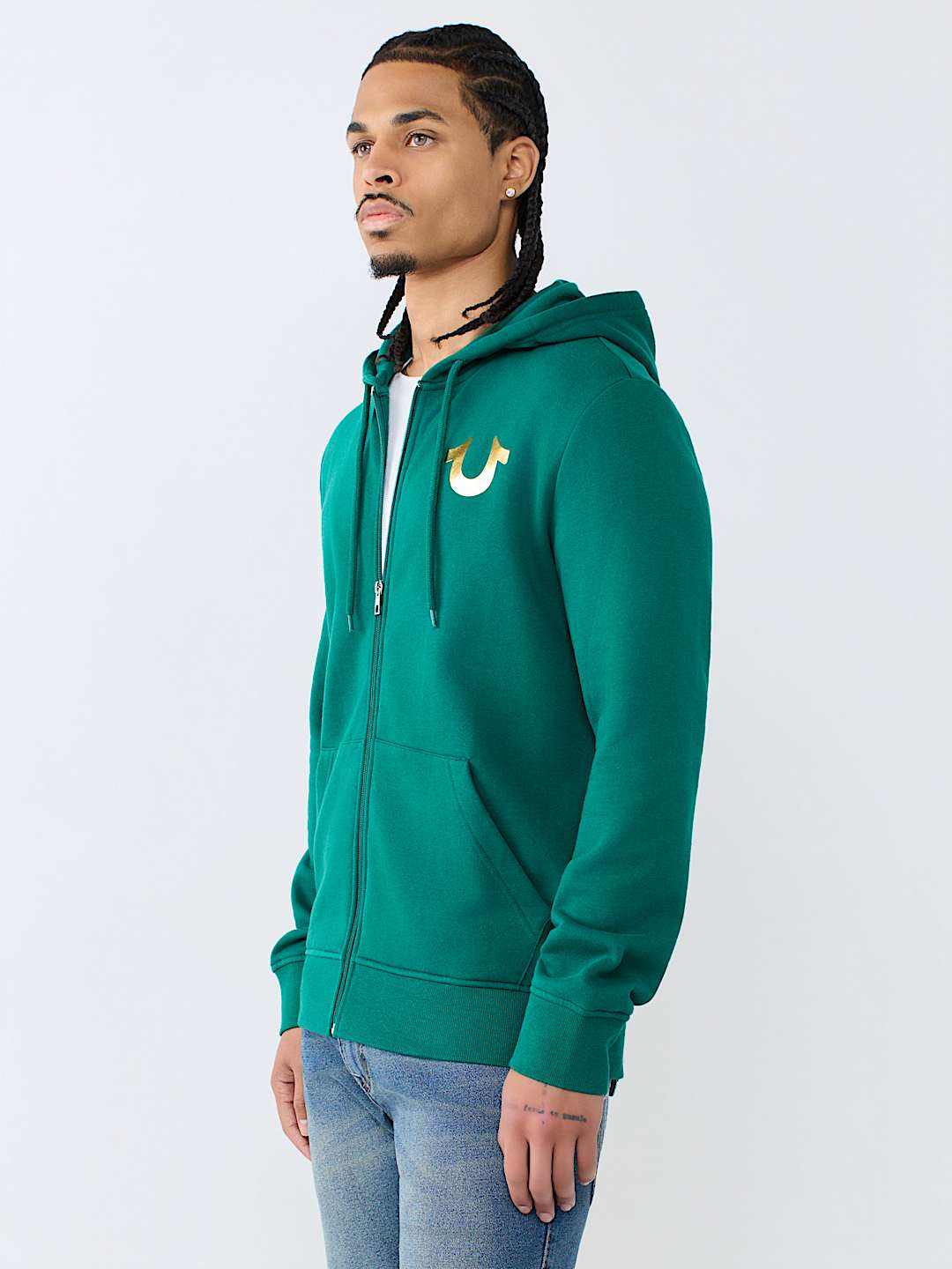 METALLIC CITY BUDDHA ZIP HOODIE