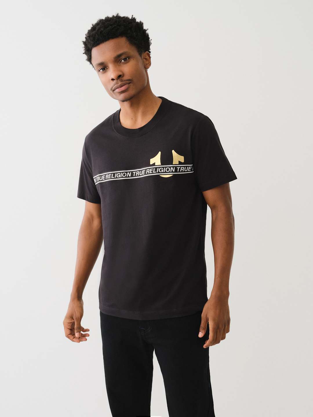 METALLIC LOGO TAPING TEE