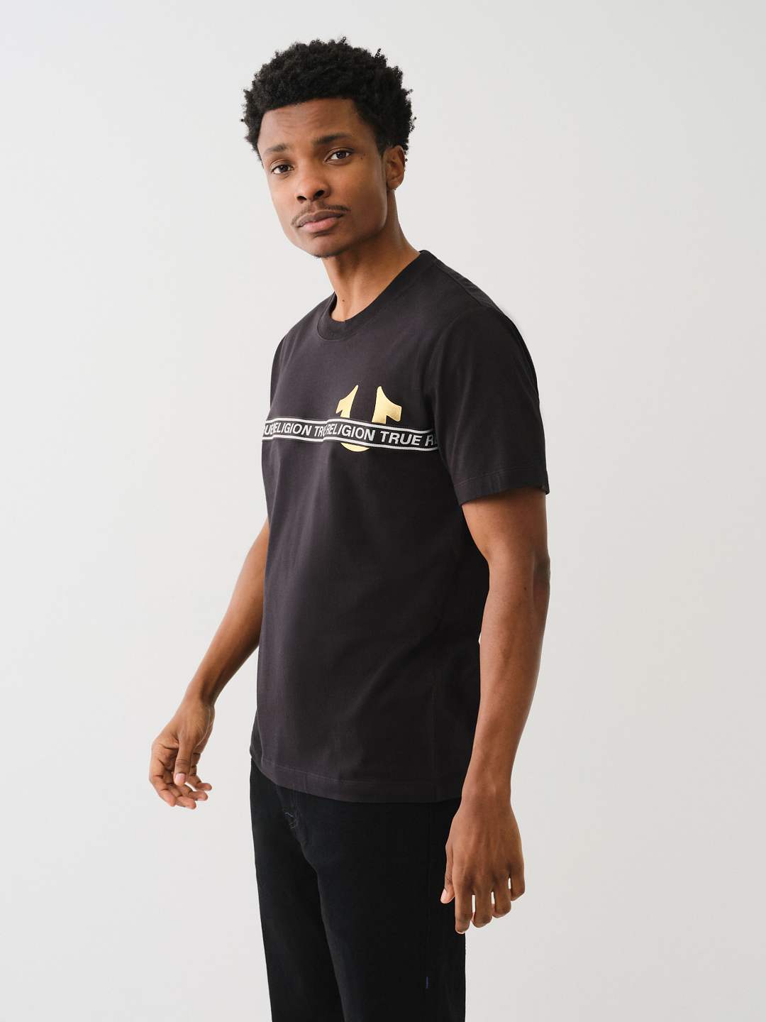 METALLIC LOGO TAPING TEE