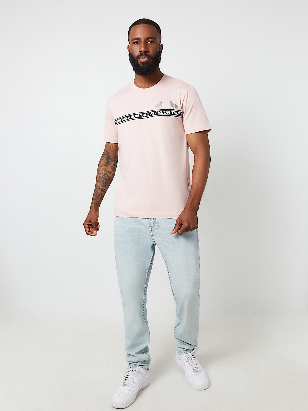 METALLIC LOGO TAPING TEE