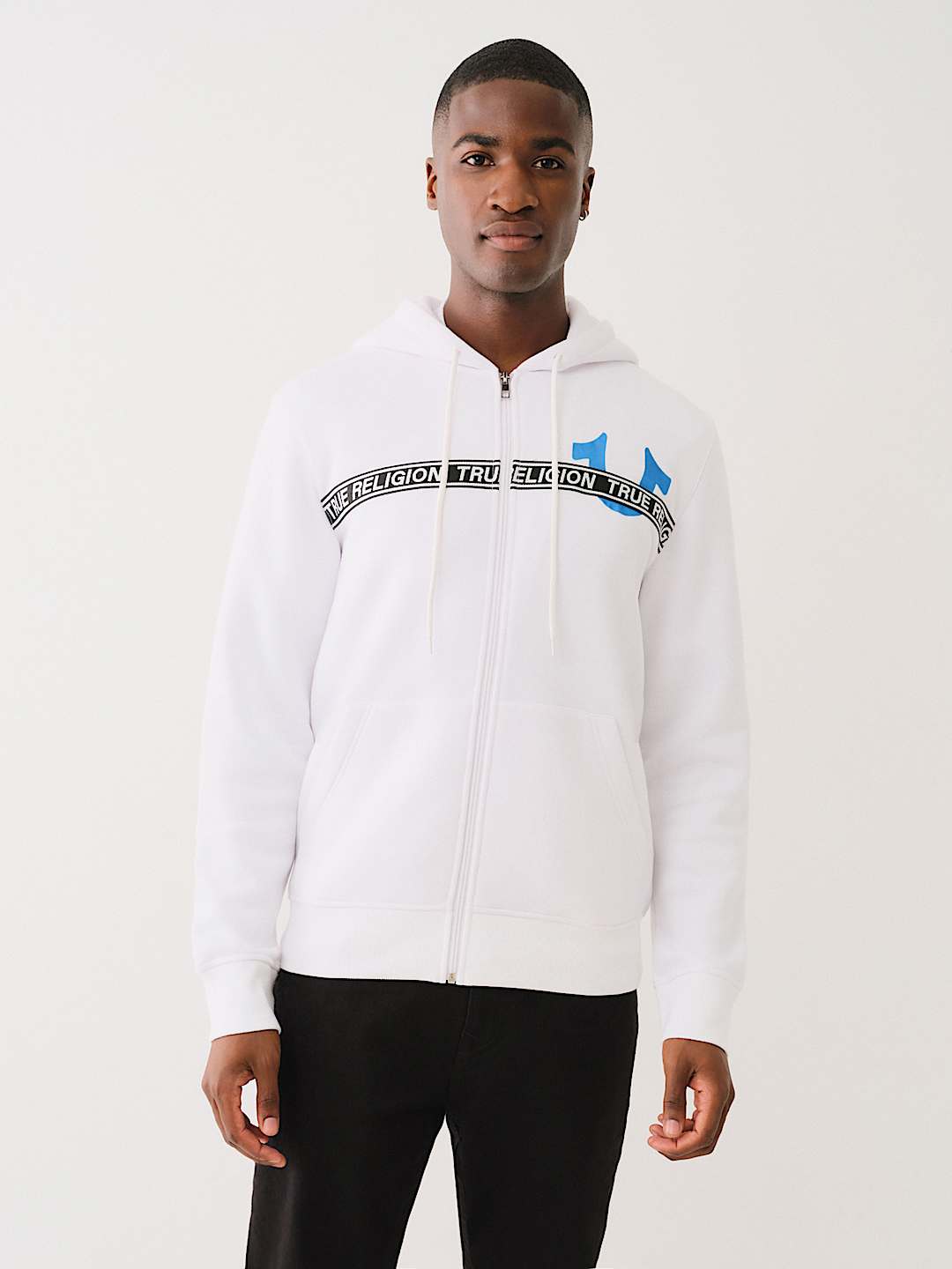 METALLIC LOGO TAPE TRIM ZIP HOODIE, image 2