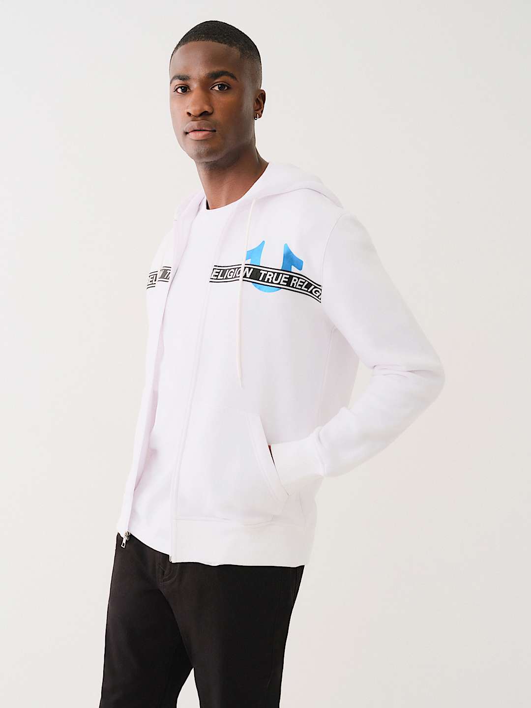 METALLIC LOGO TAPE TRIM ZIP HOODIE, image 5