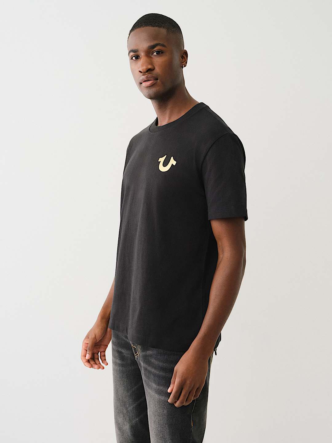 CAMISETA DE CUELLO REDONDO CON LOGOTIPO MET&Aacute;LICO DE BUDDHA ESTAMPADO