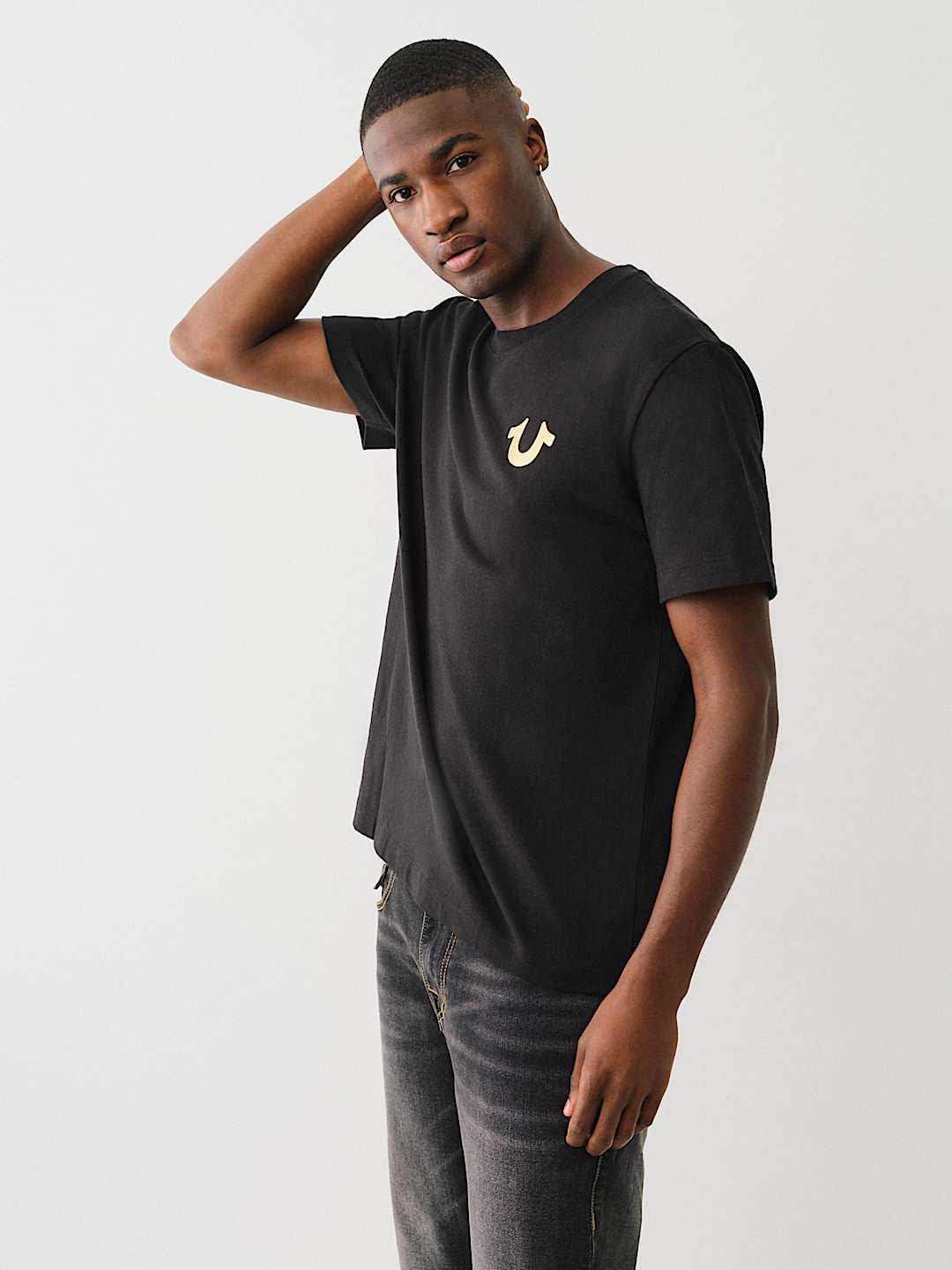 CAMISETA DE CUELLO REDONDO CON LOGOTIPO MET&Aacute;LICO DE BUDDHA ESTAMPADO