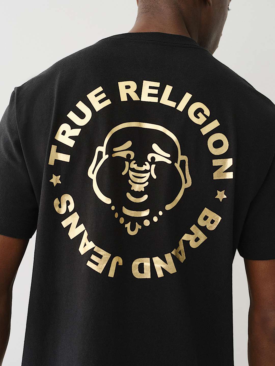 CAMISETA DE CUELLO REDONDO CON LOGOTIPO MET&Aacute;LICO DE BUDDHA ESTAMPADO