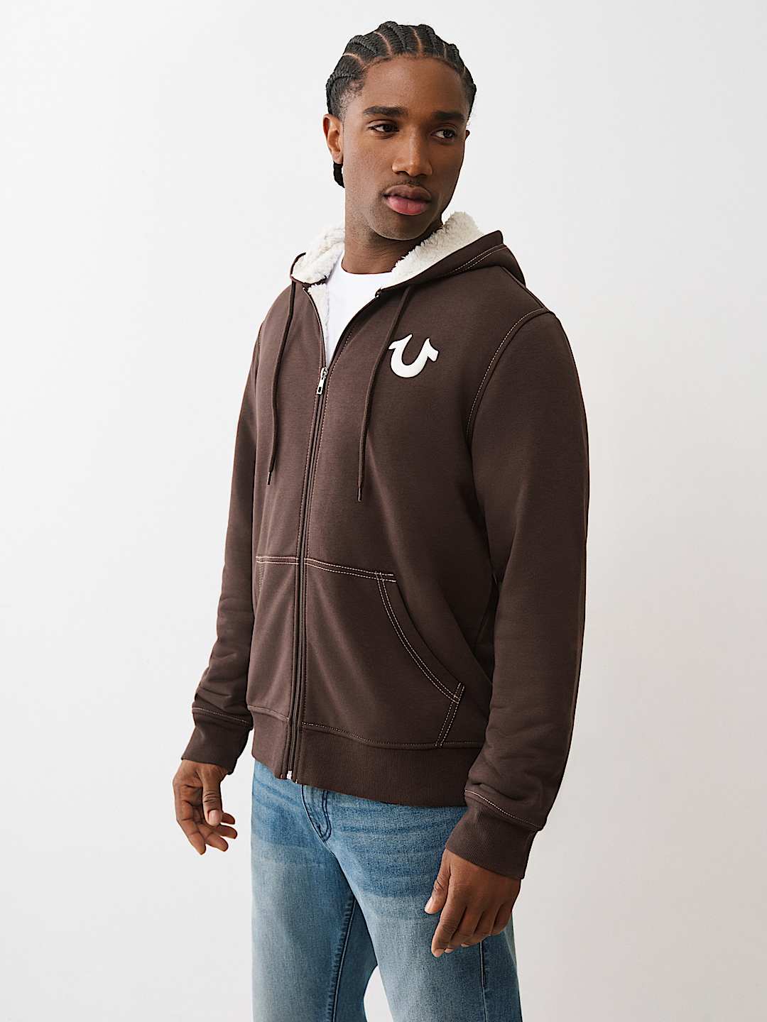 SHERPA PUFF PRINT LOGO ZIP HOODIE