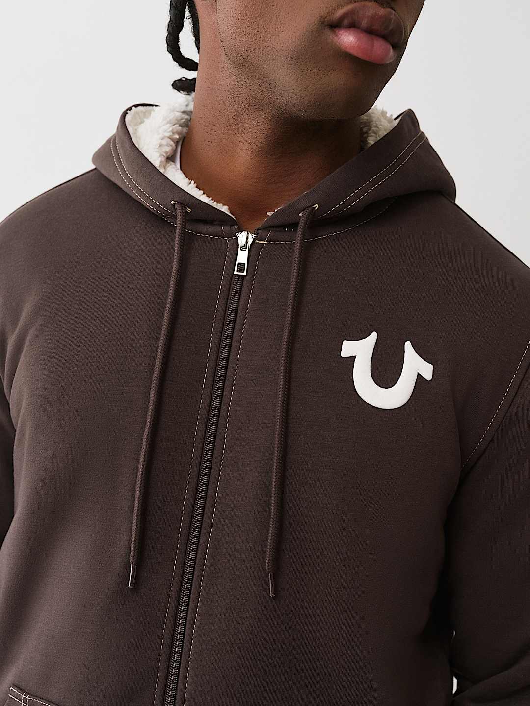 SHERPA PUFF PRINT LOGO ZIP HOODIE