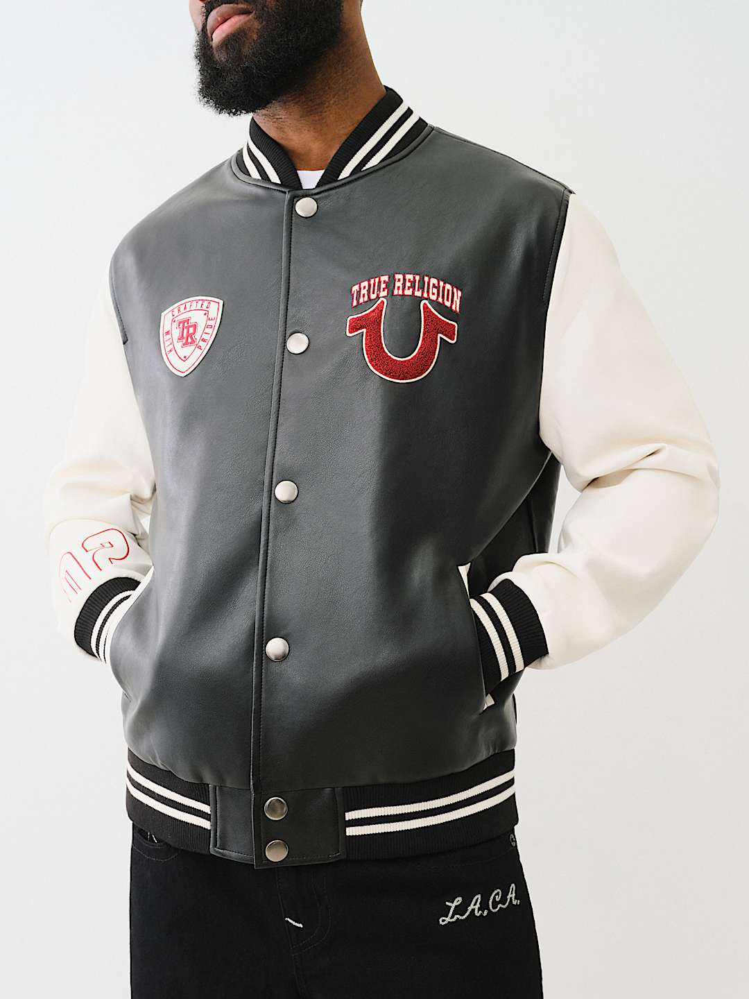 TRUE LOGO PATCH VARSITY JACKET | True Religion