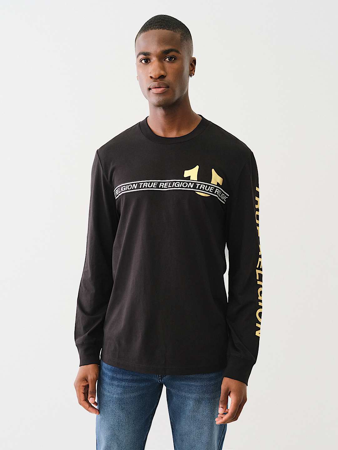 METALLIC TAPING LONG SLEEVE TEE