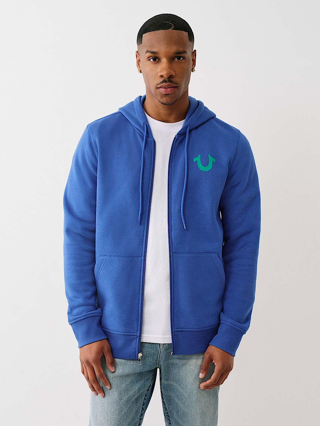 STUDDED RETRO LOGO ZIP HOODIE, image 2