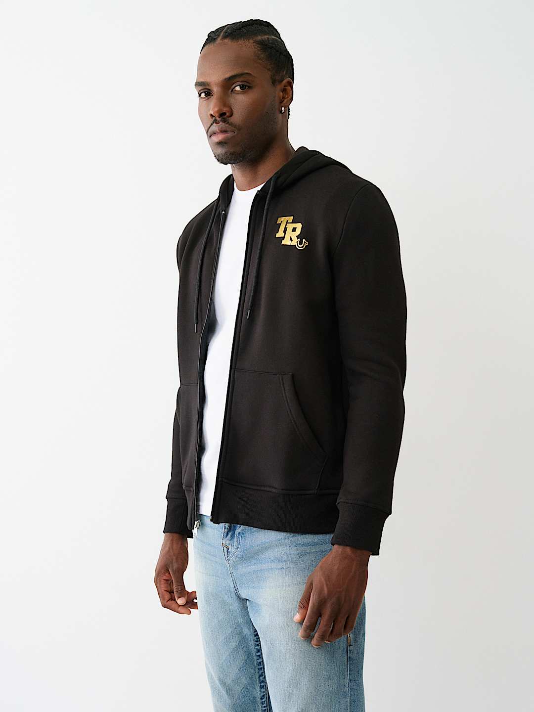 METALLIC LOGO ZIP HOODIE