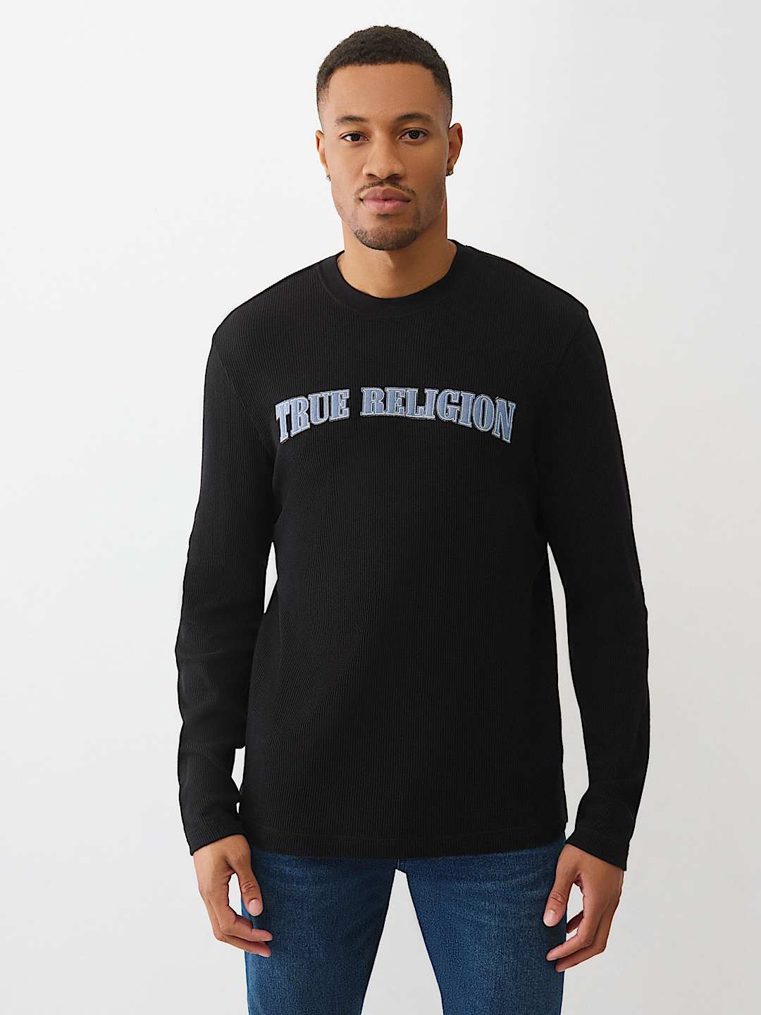 DENIM LOGO LONG SLEEVE THERMAL TEE, image 2