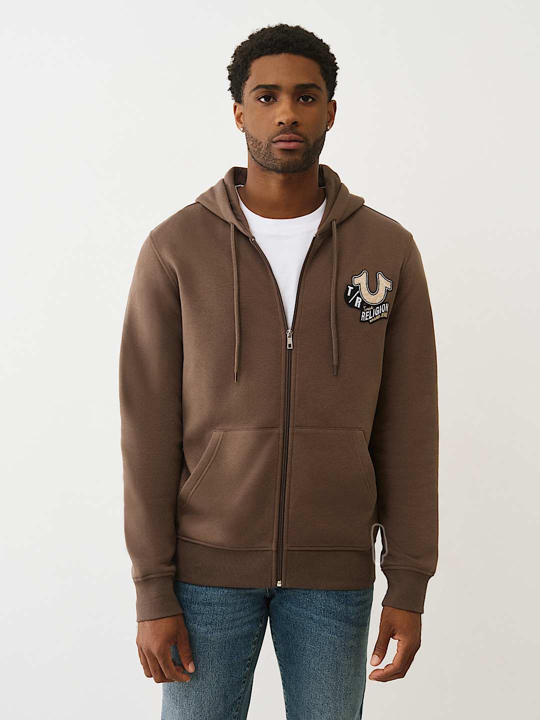 EMBROIDERED PATCH HORSESHOE ZIP HOODIE
