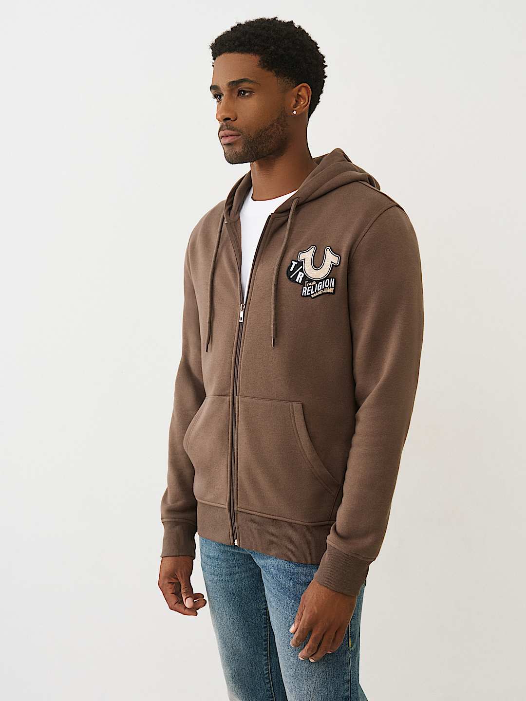 EMBROIDERED PATCH HORSESHOE ZIP HOODIE