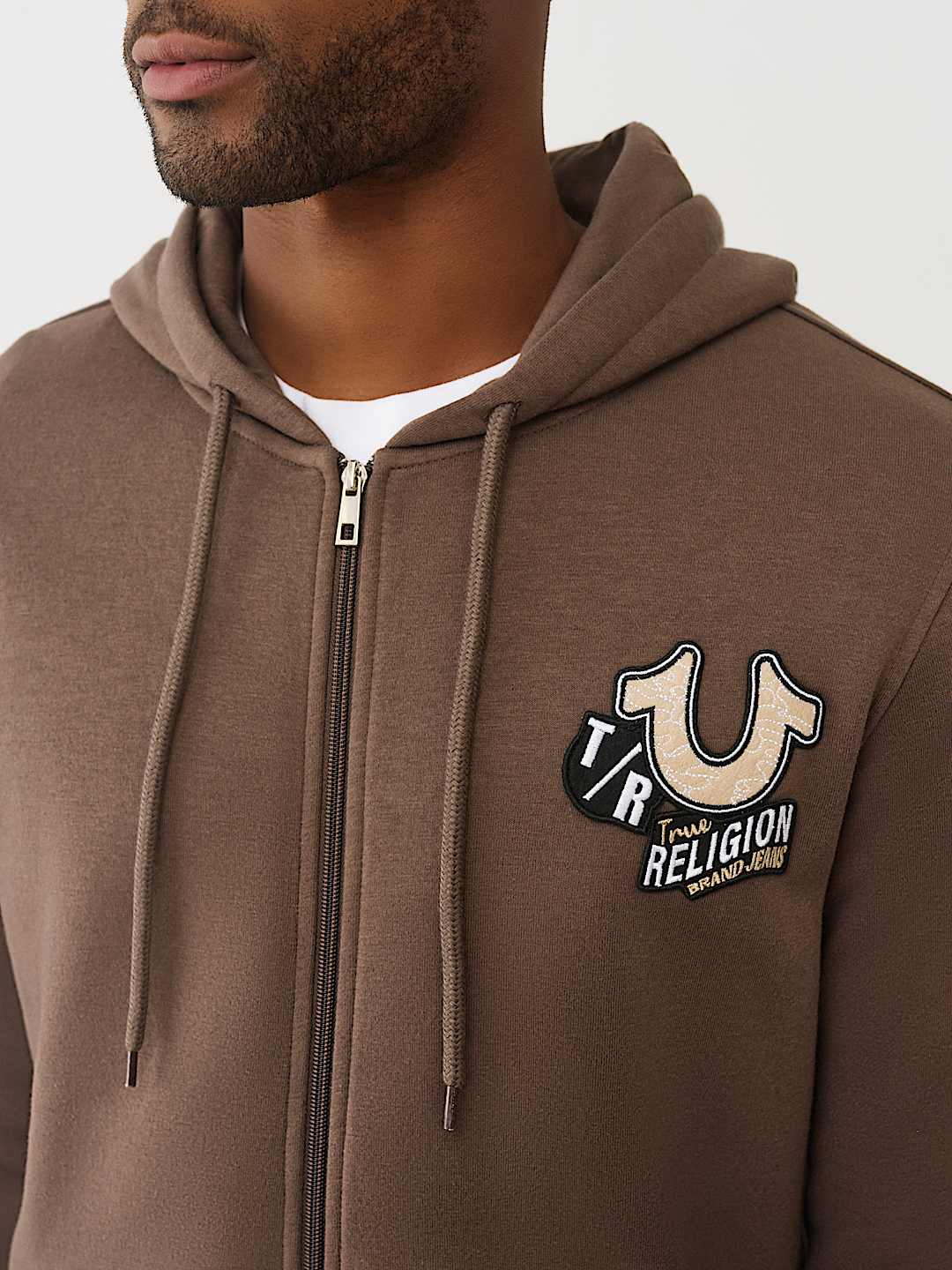 EMBROIDERED PATCH HORSESHOE ZIP HOODIE