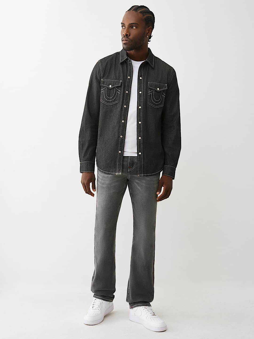 CHAMBRAY LOGO LONG SLEEVE SHIRT, image 6