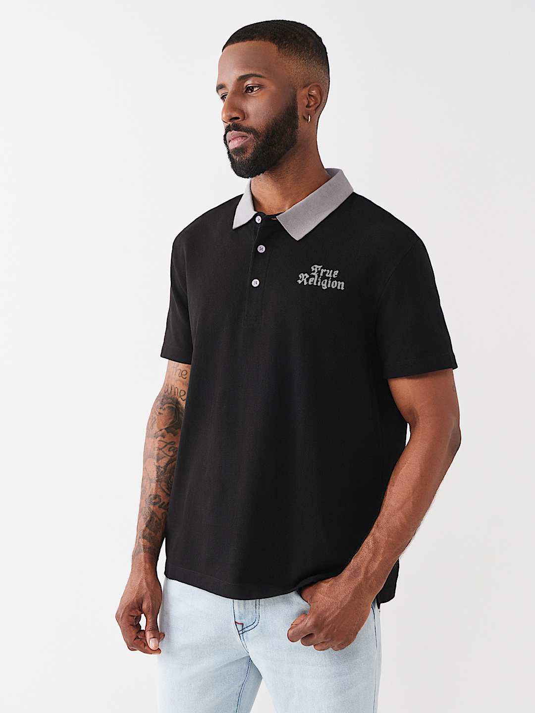 CONTRAST COLLAR LOGO POLO SHIRT