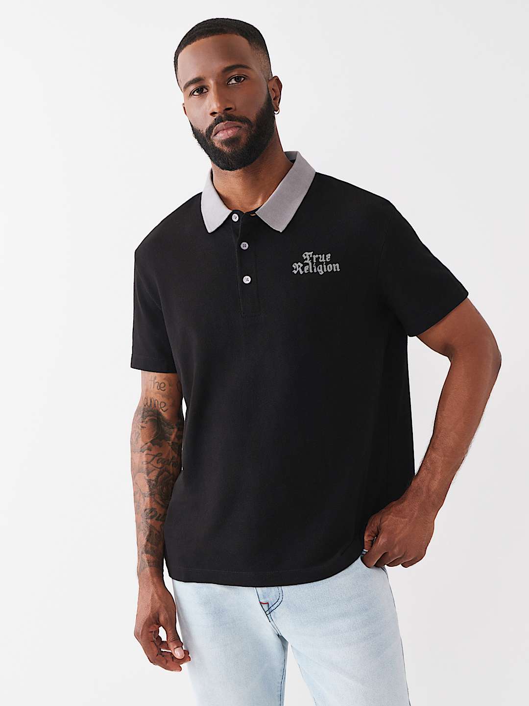 CONTRAST COLLAR LOGO POLO SHIRT