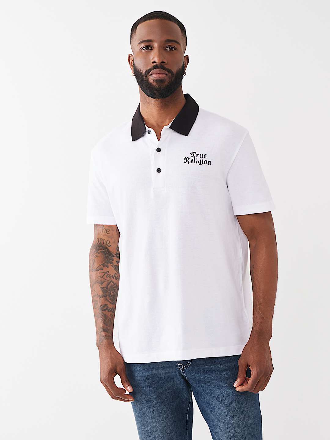 CONTRAST COLLAR LOGO POLO SHIRT