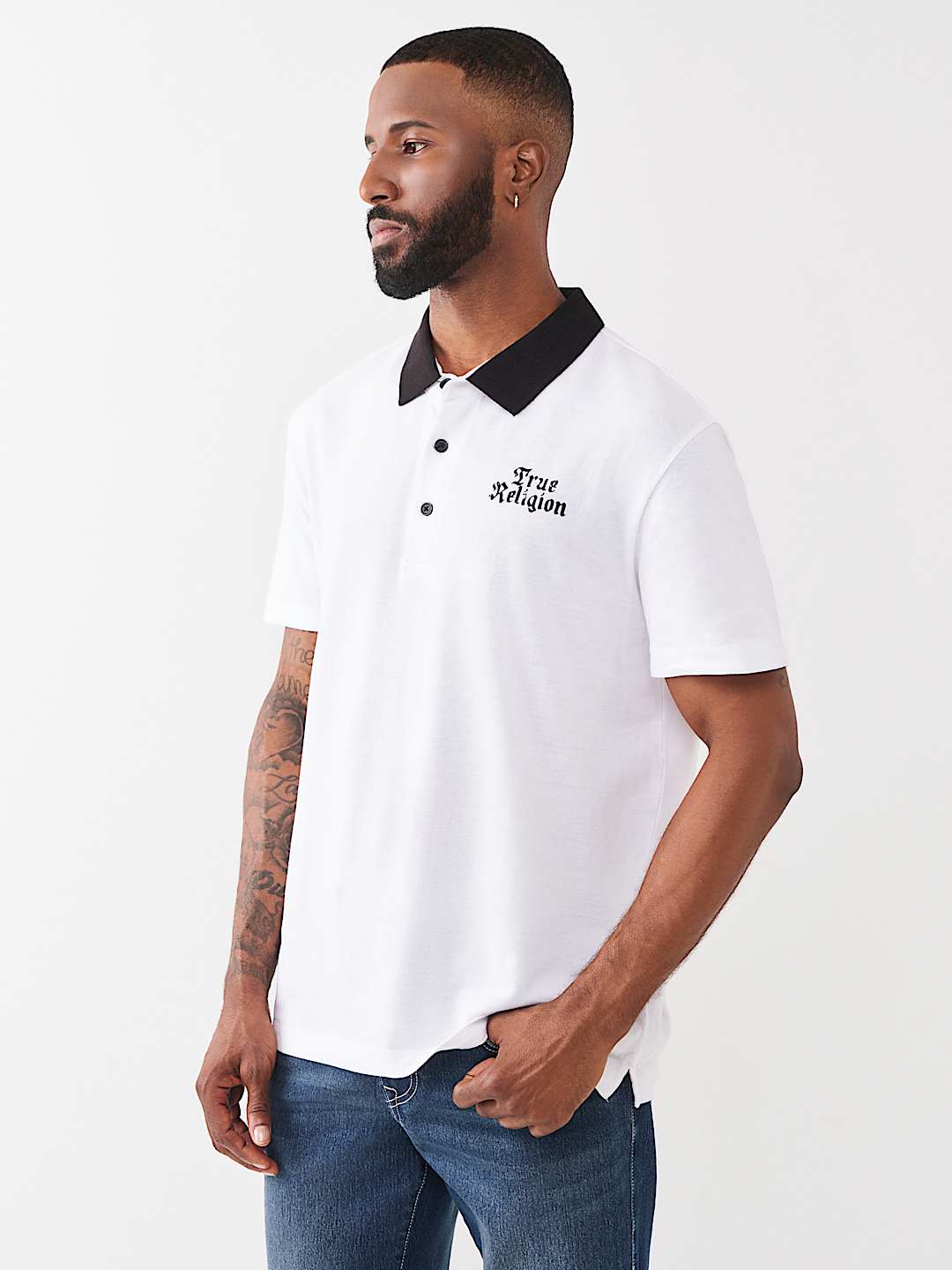 CONTRAST COLLAR LOGO POLO SHIRT