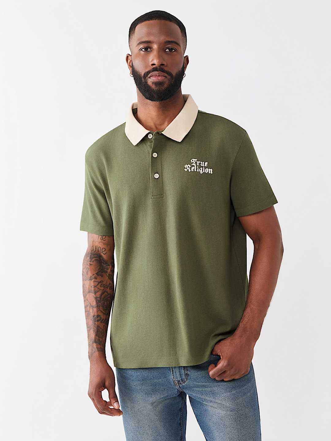 CONTRAST COLLAR LOGO POLO SHIRT