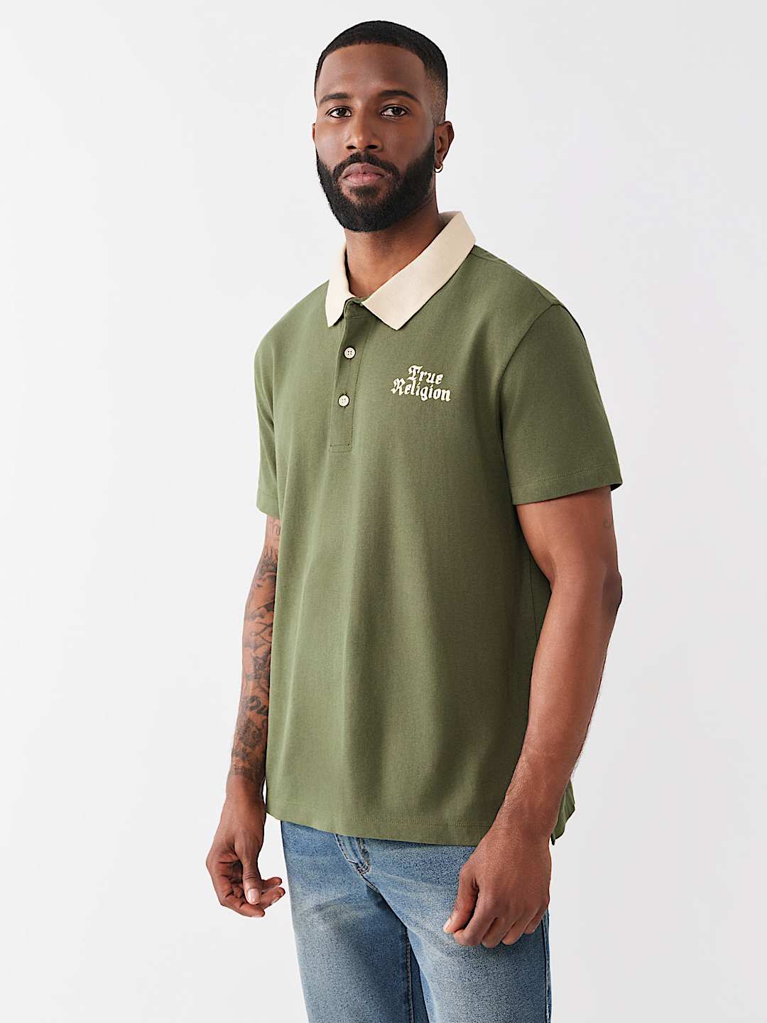 CONTRAST COLLAR LOGO POLO SHIRT