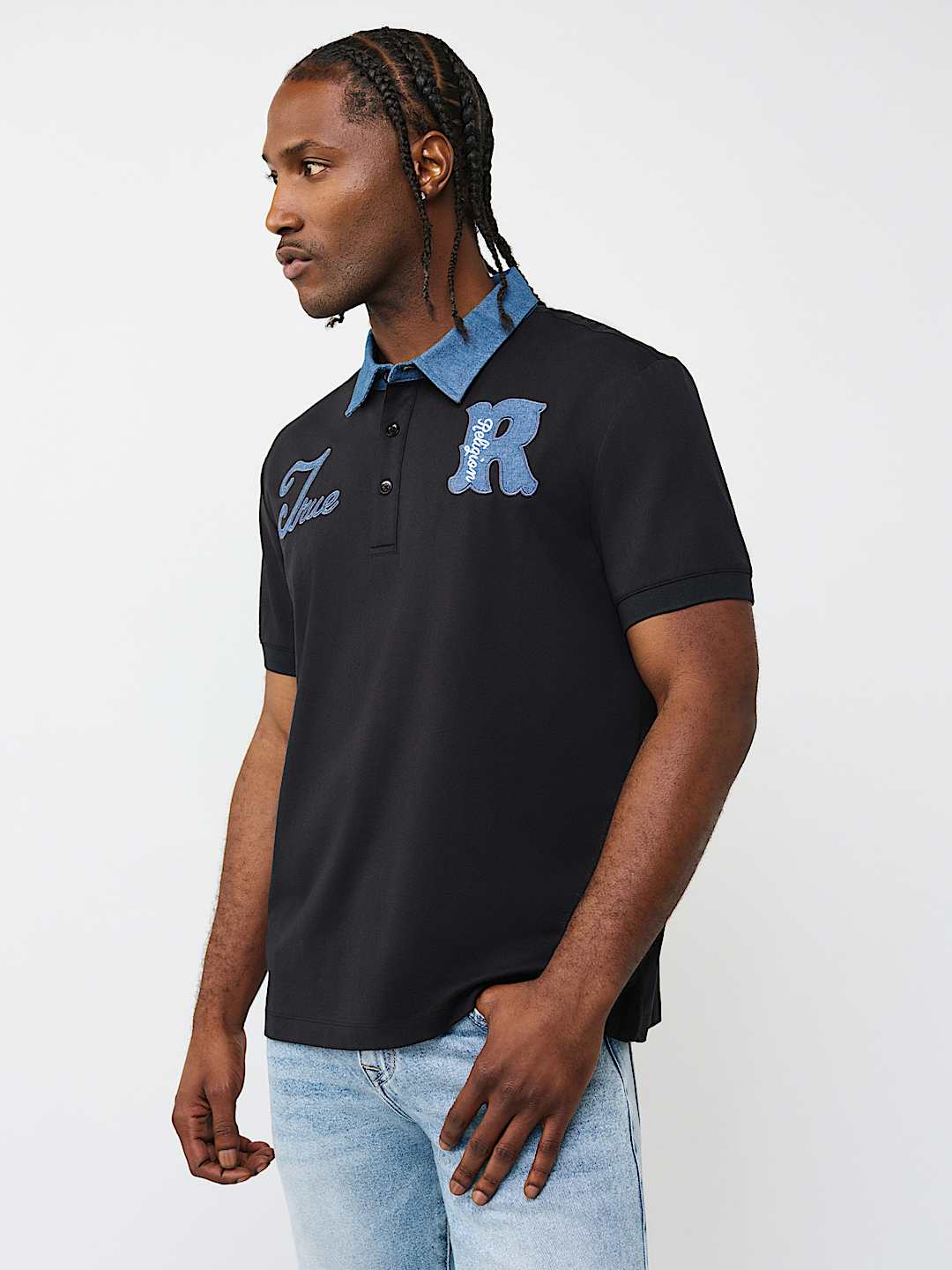 DENIM JERSEY POLO, image 3